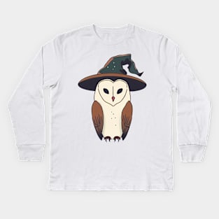 Barn Owl Wizard Kids Long Sleeve T-Shirt